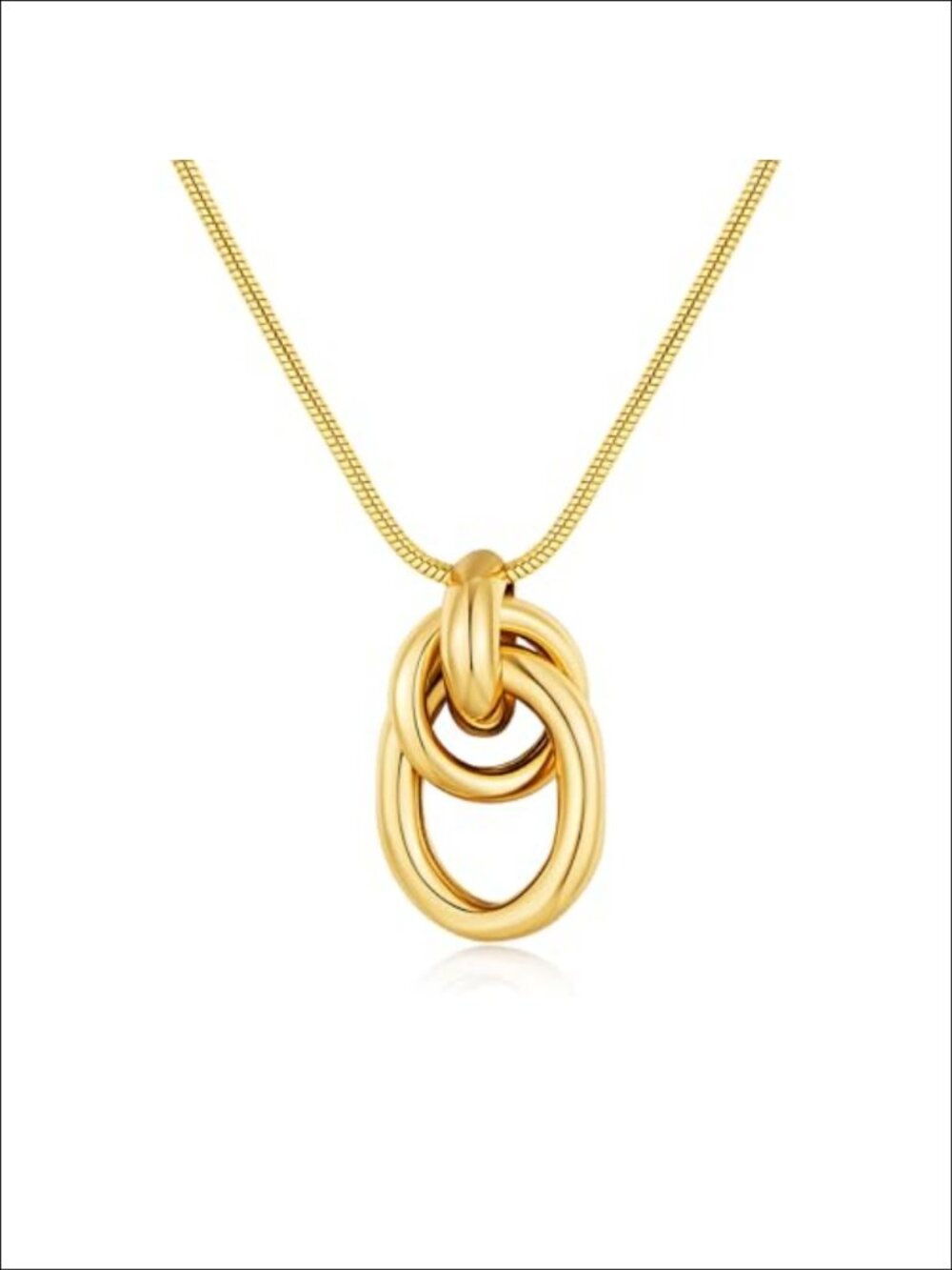 14K Gold Plated Chunky Knot Pendant Necklace Snake Chain Women Jewelry Gift